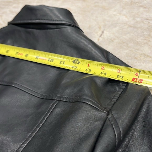 Zara Black Faux Leather‎ Moto Jacket Lapel Collar Zip Front Juniors 13/14 = SP - Picture 13 of 13